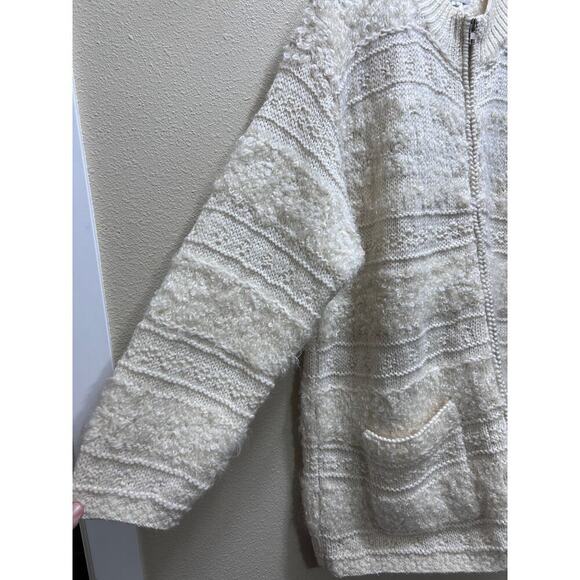 Jones New York Sport Hand Knit Mohair Wool Sweater S Long Cardigan Cream Zip - Picture 6 of 9